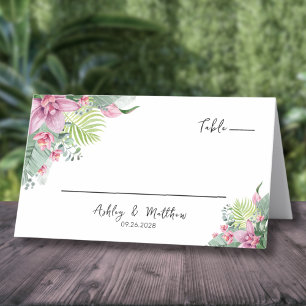 Carte De Placement Mariage Tropical à l'Aquarelle Florale