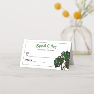 Carte De Placement Mariage tropical de la plage de Monstera