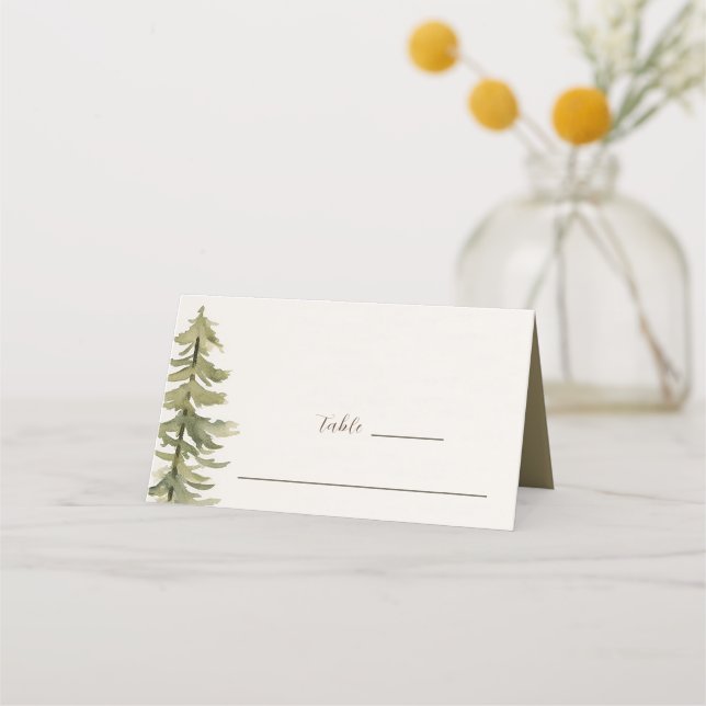Carte De Placement Mariage verset biblique aquarelle pins (Devant)