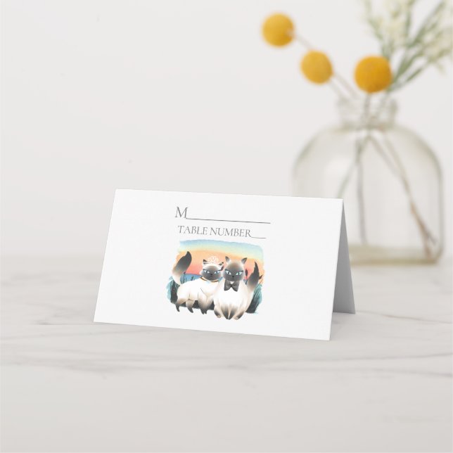 Carte De Placement Mariée de chats de Siamese Groom Mariage (Devant)