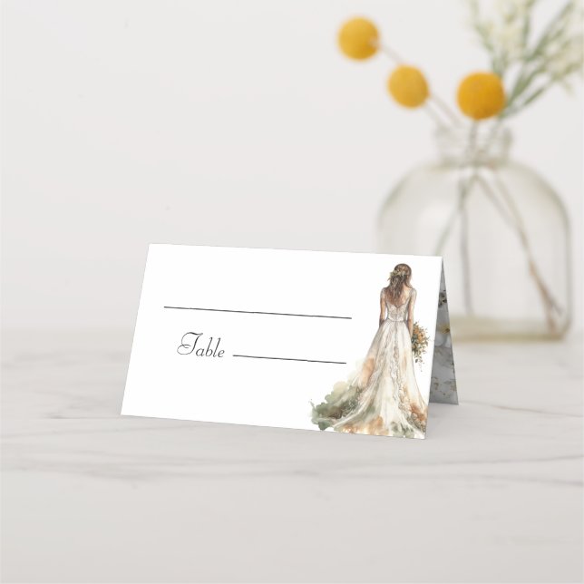 Carte De Placement Mariée Élégante Moderne au Lancer de Bouquet de Ma (Devant)