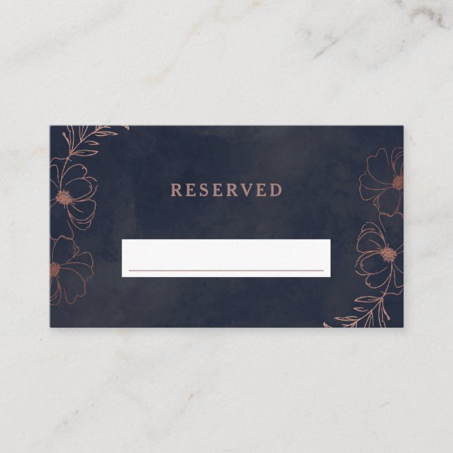 Carte De Placement Marine Bleu & Rose Gold Réservé Mariage de siège (Devant)