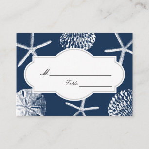 Carte De Placement Marine Blue Beach Seashells Mariage Lieu/Siège