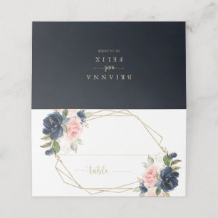 Carte De Placement Marine Blush Floral Gold Mariage géométrique