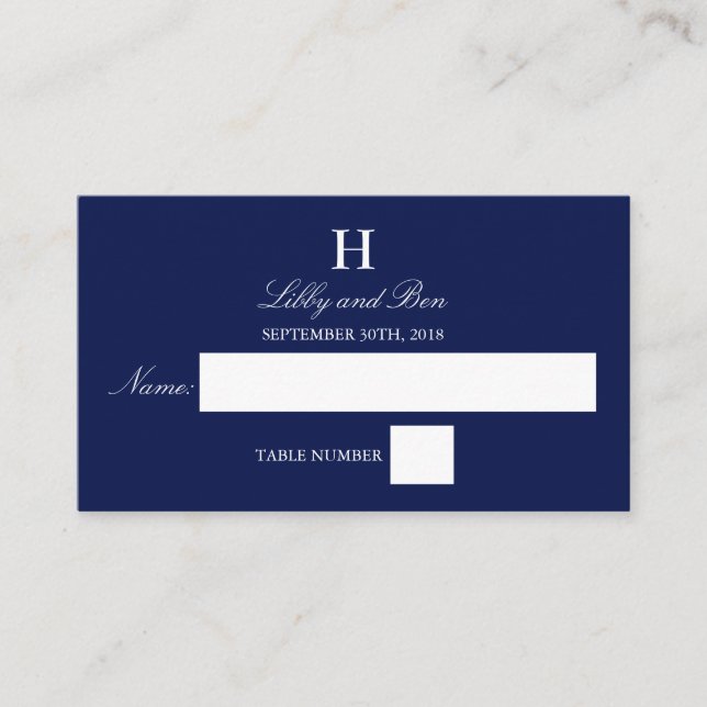 Carte De Placement Marine branchée et Mariage blanc (Devant)