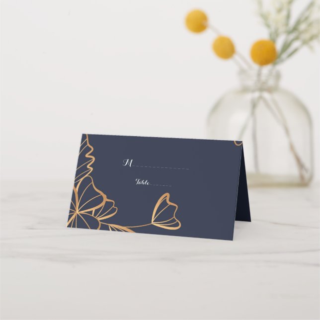 Carte De Placement Marine et fleurs dorées (Devant)