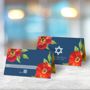 Carte De Placement Marine Floral Aquarelle Bat mitzvah Gras Moderne