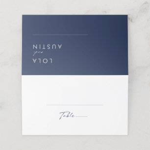 Carte De Placement Marine minimaliste moderne bleu Argent plié