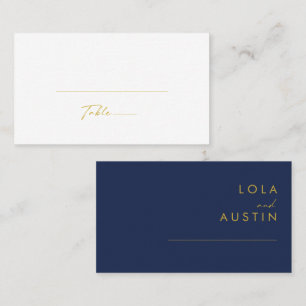 Carte De Placement Marine minimaliste moderne bleu   Mariage Gold Fla