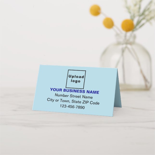 Carte De Placement Marque commerciale sur petit bleu clair plié (Devant)