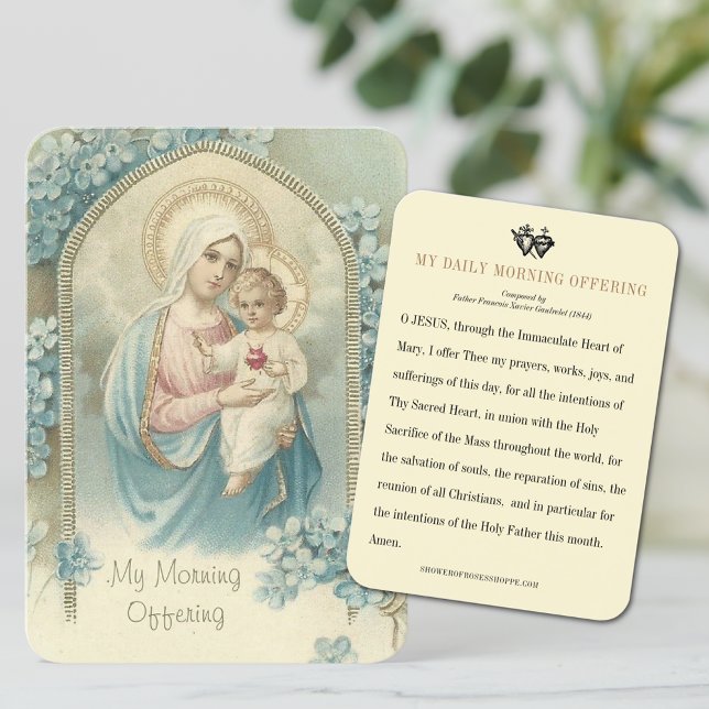 Carte De Placement Matin Catholique Offrant Prière Vierge Marie (Créateur téléchargé)
