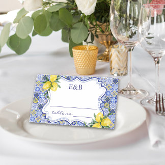 Carte De Placement Mediterranean Mosaic Wedding with Citrus Touches
