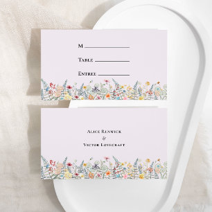 Carte De Placement Menu plat simple Fleur sauvage Lavender Mariage