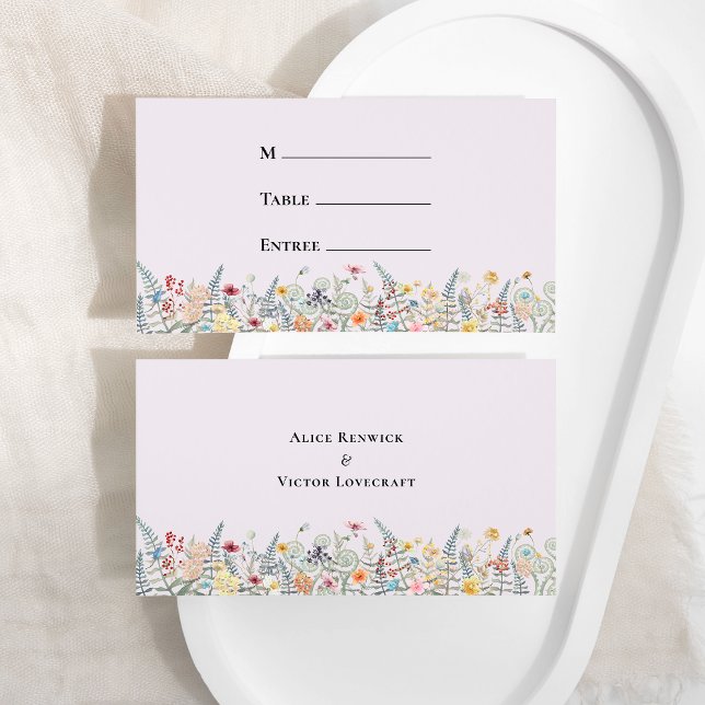 Carte De Placement Menu plat simple Fleur sauvage Lavender Mariage (Créateur téléchargé)