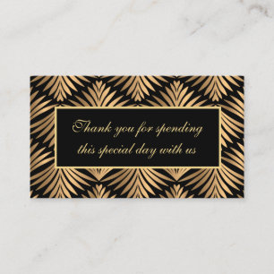Carte De Placement Merci Black Gold Art Déco Gatsby Party de mariage