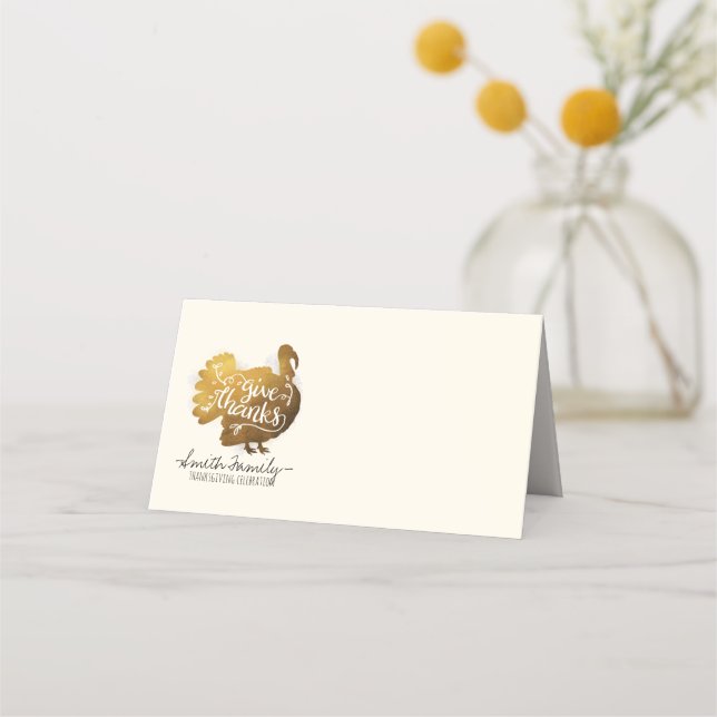 Carte De Placement Merci. | Fête de Thanksgiving en famille (Devant)