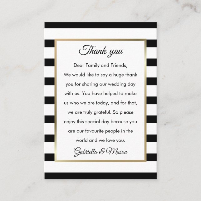 Carte De Placement Merci Mariage à bande classique (Devant)