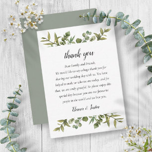 Carte De Placement Merci Mariage de l'Eucalyptus des bois