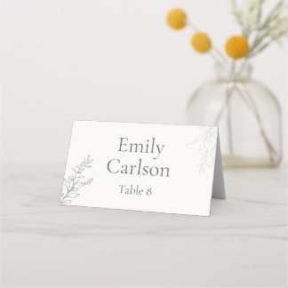 Carte De Placement Minimal Sage Green Botanical Place Card