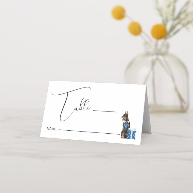 Carte De Placement Minimalisme avec une illustration de chien (Devant)