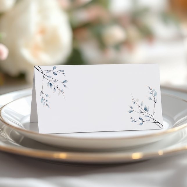Carte De Placement Minimalist Winter Blue Botanical (Créateur téléchargé)