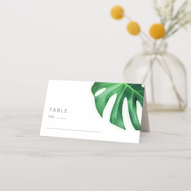 Carte De Placement Minimaliste de feuille de palme tropicale (Devant)