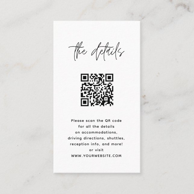 Carte De Placement Minimaliste moderne noir et blanc Mariage de code  (Devant)