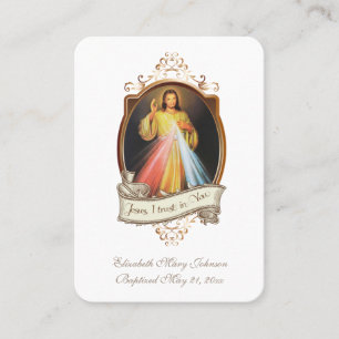 Carte De Placement Miséricorde divine Baptême Prière du Souvenir