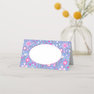 Carte De Placement Modern Blue Botanical Wildflower Floral Pattern