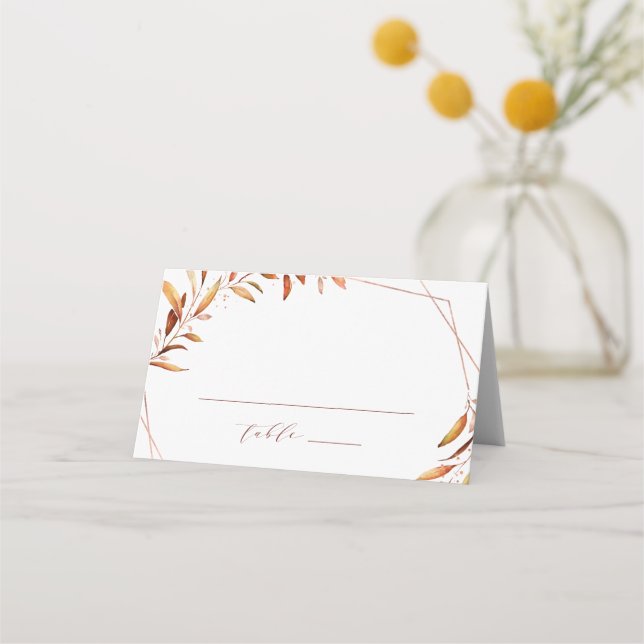 Carte De Placement Moderne Automne vert Mariage géométrique Rustique (Devant)