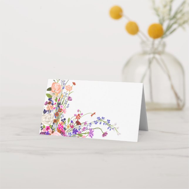 Carte De Placement Moderne chic fleurs sauvages script nuptiale douch (Dos)