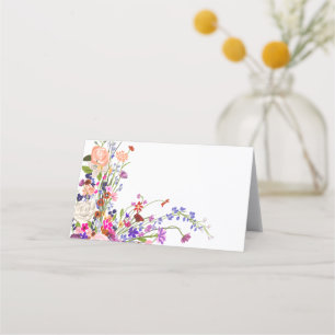 Carte De Placement Moderne chic fleurs sauvages script nuptiale douch