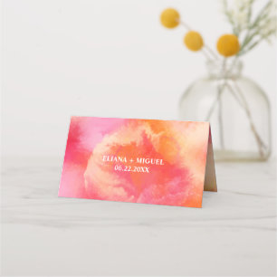 Carte De Placement moderne chic rose chaud et orange mariage aquarell