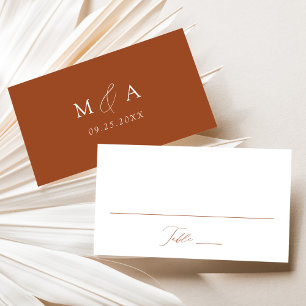 Carte De Placement Moderne Élégant Écriture Terracotta Mariage