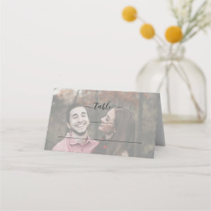 Carte De Placement Moderne Élégant Simple Photo Mariage Plié
