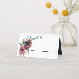 Carte De Placement Moderne Floral Bourgogne Marine Peach Blush