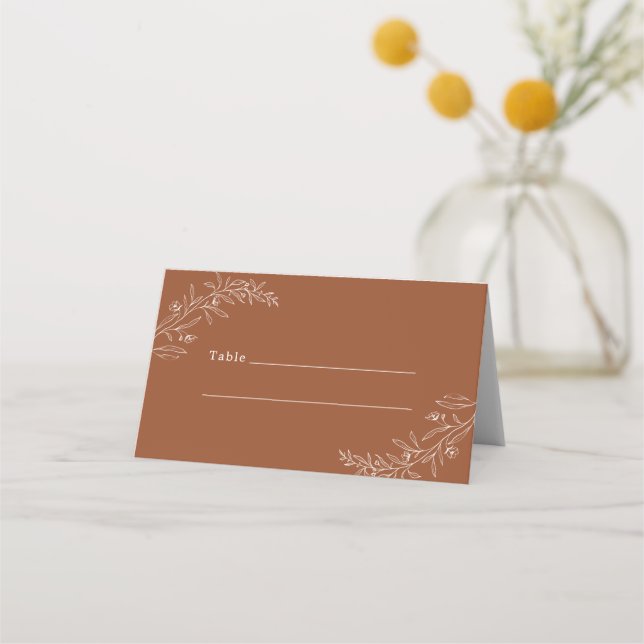 Carte De Placement Moderne minimaliste Boho Mariage en terre cuite (Devant)