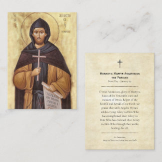 Carte De Placement Monastic Martyr Anastasios the Persian Prayer Card
