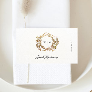 Carte De Placement Monogram Crest classique Mariage élégant