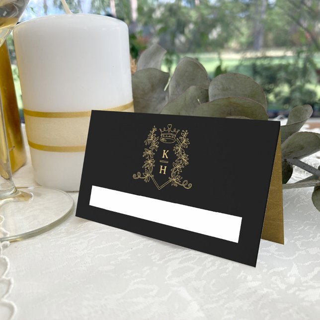 Carte De Placement Monogramme crête de coeur dessinée à la main maria (Créateur téléchargé)