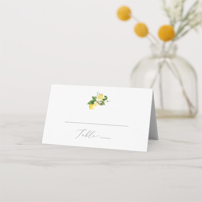Carte De Placement Monogramme de jardin de citron moderne plié Mariag (Devant)