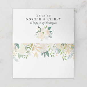 Carte De Placement Monogramme de mariage floral verdure crème doré