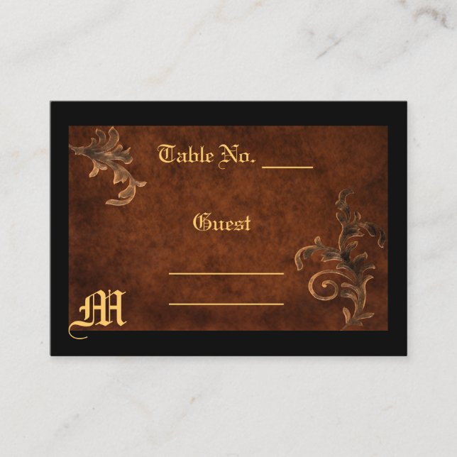 Carte De Placement Monogramme Défiler feuille de table Paramètre Plac (Devant)