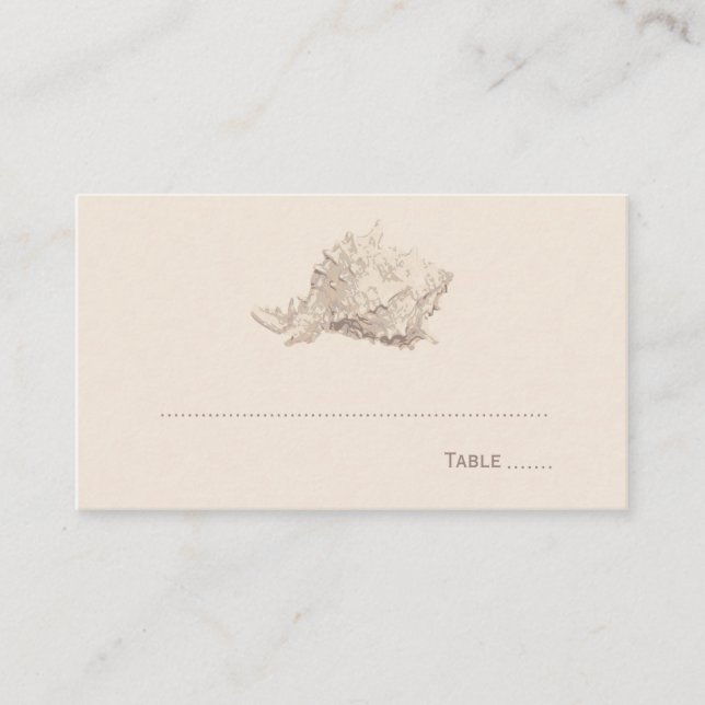 Carte De Placement Monogramme Neutre Beige Seashell Beach Mariage (Devant)
