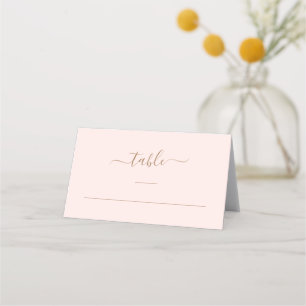 Carte De Placement Monogramme Or Personnalisé Blush Mariage élégant 