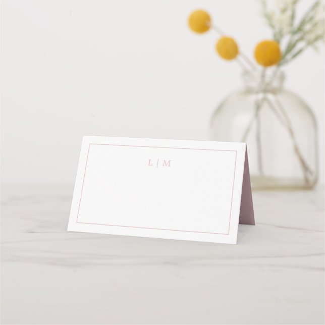 Carte De Placement Monogramme rose clair simple Mariage élégant (Devant)
