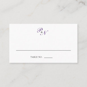 Carte De Placement Monogramme royal violet traditionnel Mariage offic