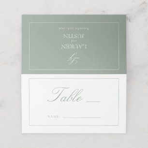 Carte De Placement Monogramme Sage Green Script Mariage Numéro de tab