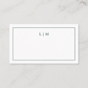 Carte De Placement Monogramme simple vert forêt Mariage élégant