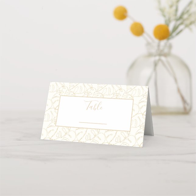 Carte De Placement Monstera feuille mariage numéro de table d'accueil (Devant)